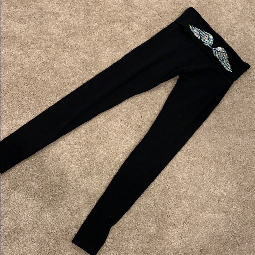 black cotton fold over leggings